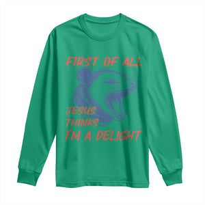 First of All Jesus Thinks I'm A Delight Long Sleeve Shirt Funny Opossum Christian TS14 Irish Green Print Your Wear