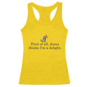 Funny Christian Raccoon Racerback Tank Top Sarcastic Jesus Thinks I'm A Delight TS14 Daisy Print Your Wear