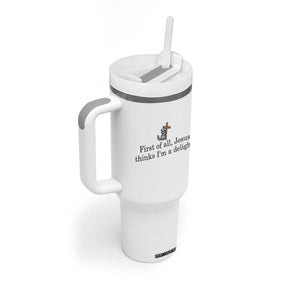 Funny Christian Raccoon Tumbler With Handle Sarcastic Jesus Thinks I'm A Delight TS14 Print Your Wear