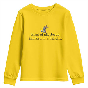Funny Christian Raccoon Youth Sweatshirt Sarcastic Jesus Thinks I'm A Delight TS14 Daisy Print Your Wear