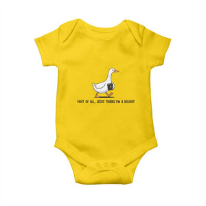 Funny Christian Goose Baby Onesie Jesus Thinks I'm A Delight TS14 Daisy Print Your Wear