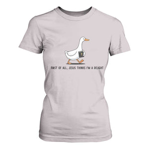 Funny Christian Goose T Shirt For Women Jesus Thinks I'm A Delight TS14 Ice Gray Print Your Wear