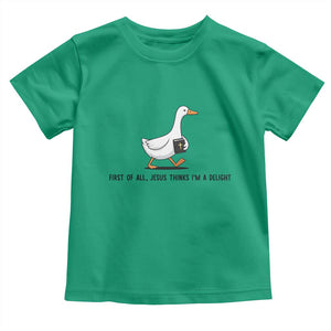 Funny Christian Goose Toddler T Shirt Jesus Thinks I'm A Delight TS14 Irish Green Print Your Wear