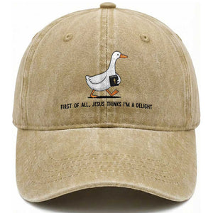 Funny Christian Goose Washed Cotton Baseball Cap Jesus Thinks I'm A Delight TS14 Print Your Wear