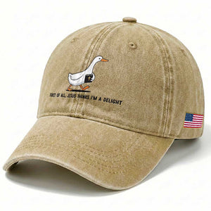 Funny Christian Goose Washed Cotton Baseball Cap Jesus Thinks I'm A Delight TS14 Print Your Wear