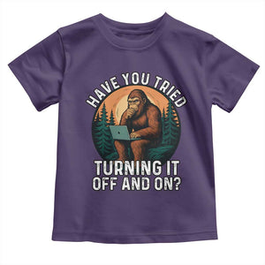 Funny Bigfoot Tech Support Toddler T Shirt Have You Tried Turning It Off And On Sasquatsch Computer TS14 Purple Print Your Wear
