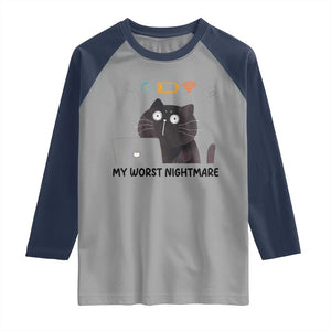 My Worst Nightmare Raglan Shirt Funny Cat Gaming Wifi Loading Hurmor TS14 Sport Gray Navy Print Your Wear