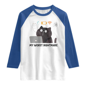 My Worst Nightmare Raglan Shirt Funny Cat Gaming Wifi Loading Hurmor TS14 White Royal Print Your Wear