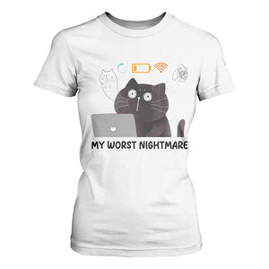 My Worst Nightmare T Shirt For Women Funny Cat Gaming Wifi Loading Hurmor TS14 White Print Your Wear