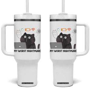My Worst Nightmare Tumbler With Handle Funny Cat Gaming Wifi Loading Hurmor TS14 One Size: 40 oz White Print Your Wear