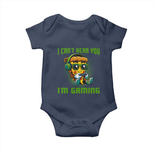 Funny Pizza Video Gaming Baby Onesie I Can Not Hear You I Am Gaming TS14 Navy Print Your Wear