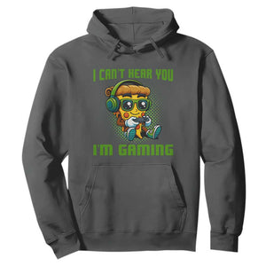Funny Pizza Video Gaming Hoodie I Can Not Hear You I Am Gaming TS14 Dark Heather Print Your Wear