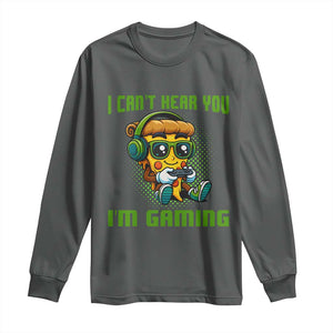 Funny Pizza Video Gaming Long Sleeve Shirt I Can Not Hear You I Am Gaming TS14 Dark Heather Print Your Wear