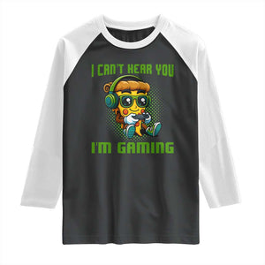 Funny Pizza Video Gaming Raglan Shirt I Can Not Hear You I Am Gaming TS14 Black White Print Your Wear