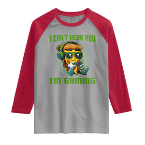 Funny Pizza Video Gaming Raglan Shirt I Can Not Hear You I Am Gaming TS14 Sport Gray Red Print Your Wear