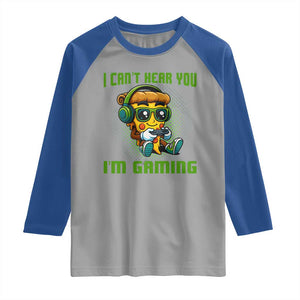 Funny Pizza Video Gaming Raglan Shirt I Can Not Hear You I Am Gaming TS14 Sport Gray Royal Print Your Wear