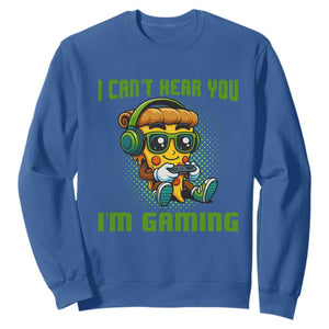 Funny Pizza Video Gaming Sweatshirt I Can Not Hear You I Am Gaming TS14 Royal Blue Print Your Wear