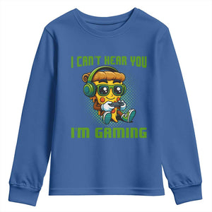 Funny Pizza Video Gaming Youth Sweatshirt I Can Not Hear You I Am Gaming TS14 Royal Blue Print Your Wear