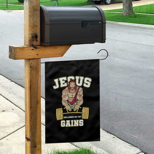 Funny Jesus Gym Garden Flag Hallowed Be Thy Gains TS14 Print Your Wear