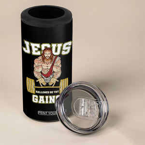 Funny Jesus Gym 4 in 1 Can Cooler Tumbler Hallowed Be Thy Gains TS14 Print Your Wear