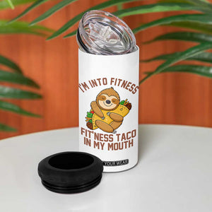 Funny Sloth Taco Gym 4 in 1 Can Cooler Tumbler I'm Into Fitness Taco In My Mouth TS14 Print Your Wear