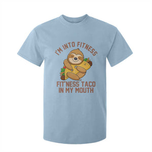 Funny Sloth Taco Gym T Shirt For Kid I'm Into Fitness Taco In My Mouth TS14 Light Blue Print Your Wear