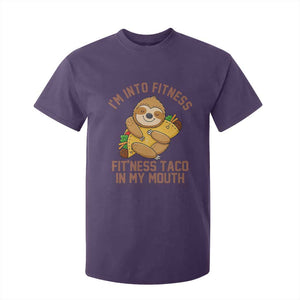 Funny Sloth Taco Gym T Shirt For Kid I'm Into Fitness Taco In My Mouth TS14 Purple Print Your Wear