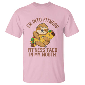 Funny Sloth Taco Gym T Shirt I'm Into Fitness Taco In My Mouth TS14 Light Pink Print Your Wear