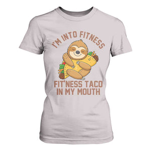Funny Sloth Taco Gym T Shirt For Women I'm Into Fitness Taco In My Mouth TS14 Ice Gray Print Your Wear