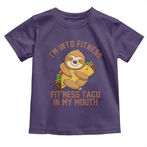 Funny Sloth Taco Gym Toddler T Shirt I'm Into Fitness Taco In My Mouth TS14 Purple Print Your Wear