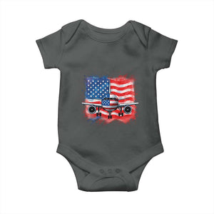 Pilot Airplane Patriotic American Flag Plane Aviation Baby Onesie TS14 Dark Heather Print Your Wear