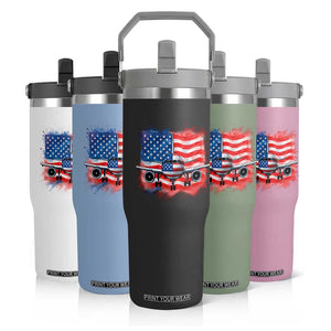 Pilot Airplane Patriotic American Flag Plane Aviation Flip Straw Tumbler TS14 Print Your Wear