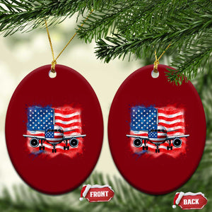 Pilot Airplane Patriotic American Flag Plane Aviation Ceramic Ornament TS14 Print Your Wear