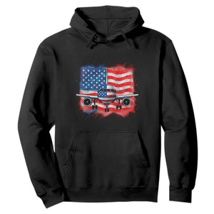 Pilot Airplane Patriotic American Flag Plane Aviation Hoodie TS14 Black Print Your Wear