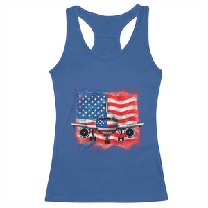 Pilot Airplane Patriotic American Flag Plane Aviation Racerback Tank Top TS14 Royal Blue Print Your Wear