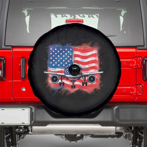 Pilot Airplane Patriotic American Flag Plane Aviation Spare Tire Cover TS14 Black Print Your Wear