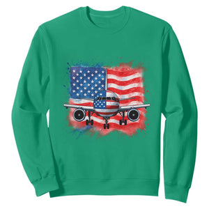 Pilot Airplane Patriotic American Flag Plane Aviation Sweatshirt TS14 Irish Green Print Your Wear