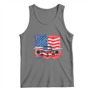Pilot Airplane Patriotic American Flag Plane Aviation Tank Top TS14 Black Heather Print Your Wear