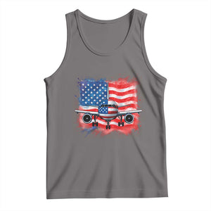 Pilot Airplane Patriotic American Flag Plane Aviation Tank Top TS14 Deep Heather Print Your Wear