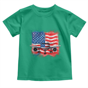 Pilot Airplane Patriotic American Flag Plane Aviation Toddler T Shirt TS14 Irish Green Print Your Wear