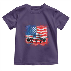 Pilot Airplane Patriotic American Flag Plane Aviation Toddler T Shirt TS14 Purple Print Your Wear