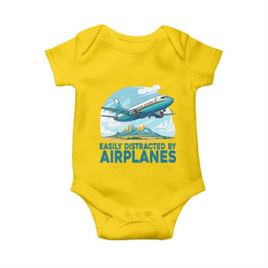 Funny Pilot Aviation Baby Onesie Easily Distracted By Airplanes Lover TS14 Daisy Print Your Wear