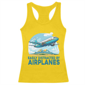 Funny Pilot Aviation Racerback Tank Top Easily Distracted By Airplanes Lover TS14 Daisy Print Your Wear