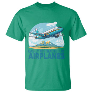 Funny Pilot Aviation T Shirt Easily Distracted By Airplanes Lover TS14 Irish Green Print Your Wear