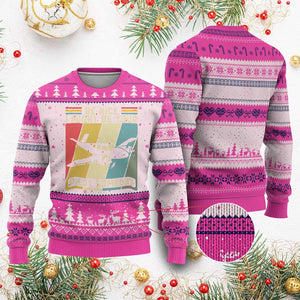 Funny Aviation Pilot Ugly Christmas Sweater Be Nice I Might Be Your Piolot Someday TS14 Hot Pink Print Your Wear
