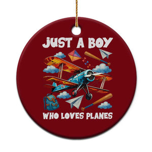 Funny Pilot Airplane Lovers Ceramic Ornament Just A Boy Who Loves Planes TS14 1pc Red Print Your Wear