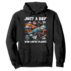Funny Pilot Airplane Lovers Hoodie Just A Boy Who Loves Planes TS14 Black Print Your Wear