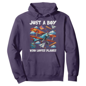 Funny Pilot Airplane Lovers Hoodie Just A Boy Who Loves Planes TS14 Purple Print Your Wear