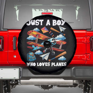 Funny Pilot Airplane Lovers Spare Tire Cover Just A Boy Who Loves Planes TS14 Black Print Your Wear