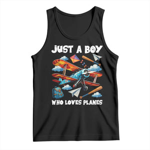 Funny Pilot Airplane Lovers Tank Top Just A Boy Who Loves Planes TS14 Black Print Your Wear